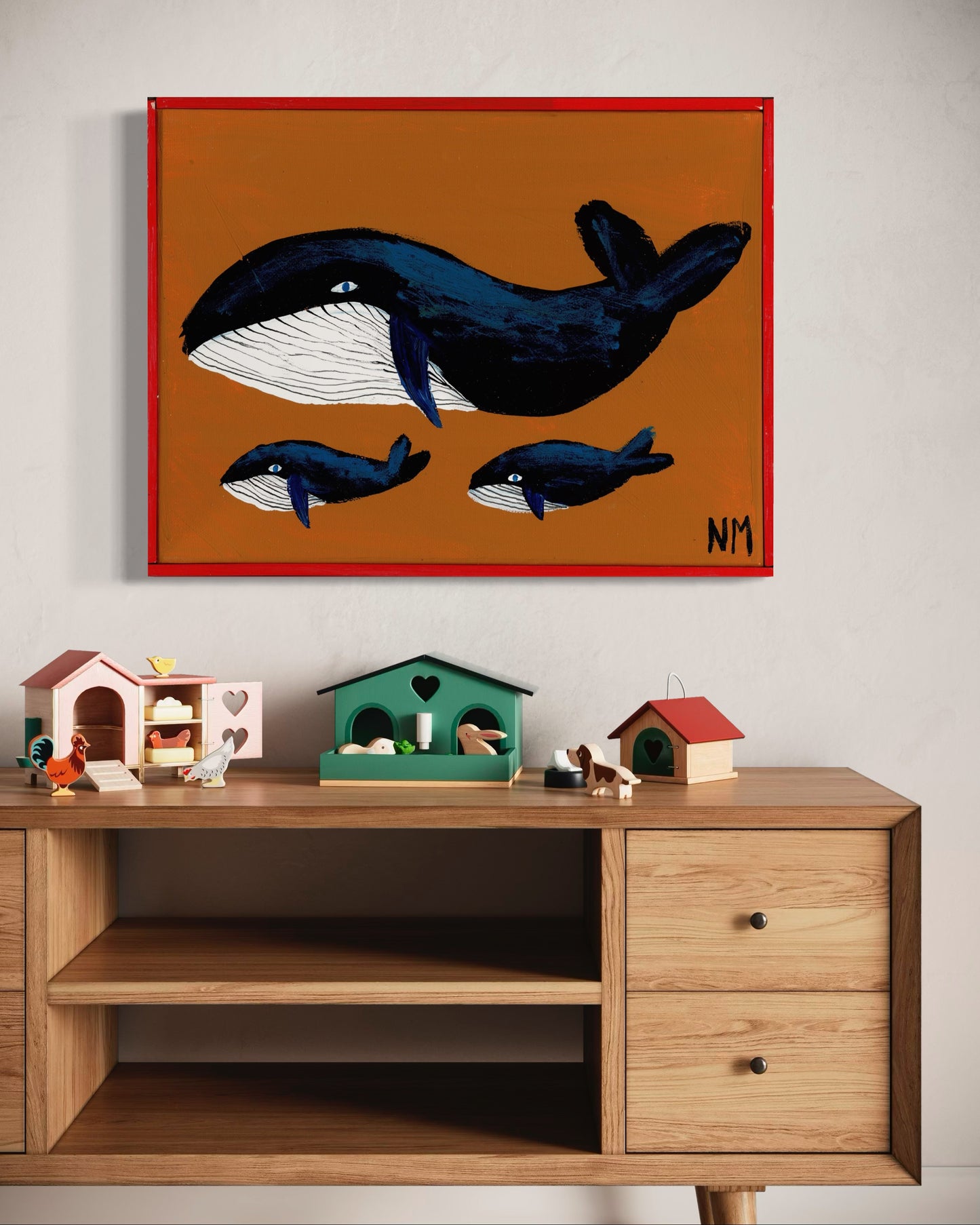 Whale family print.