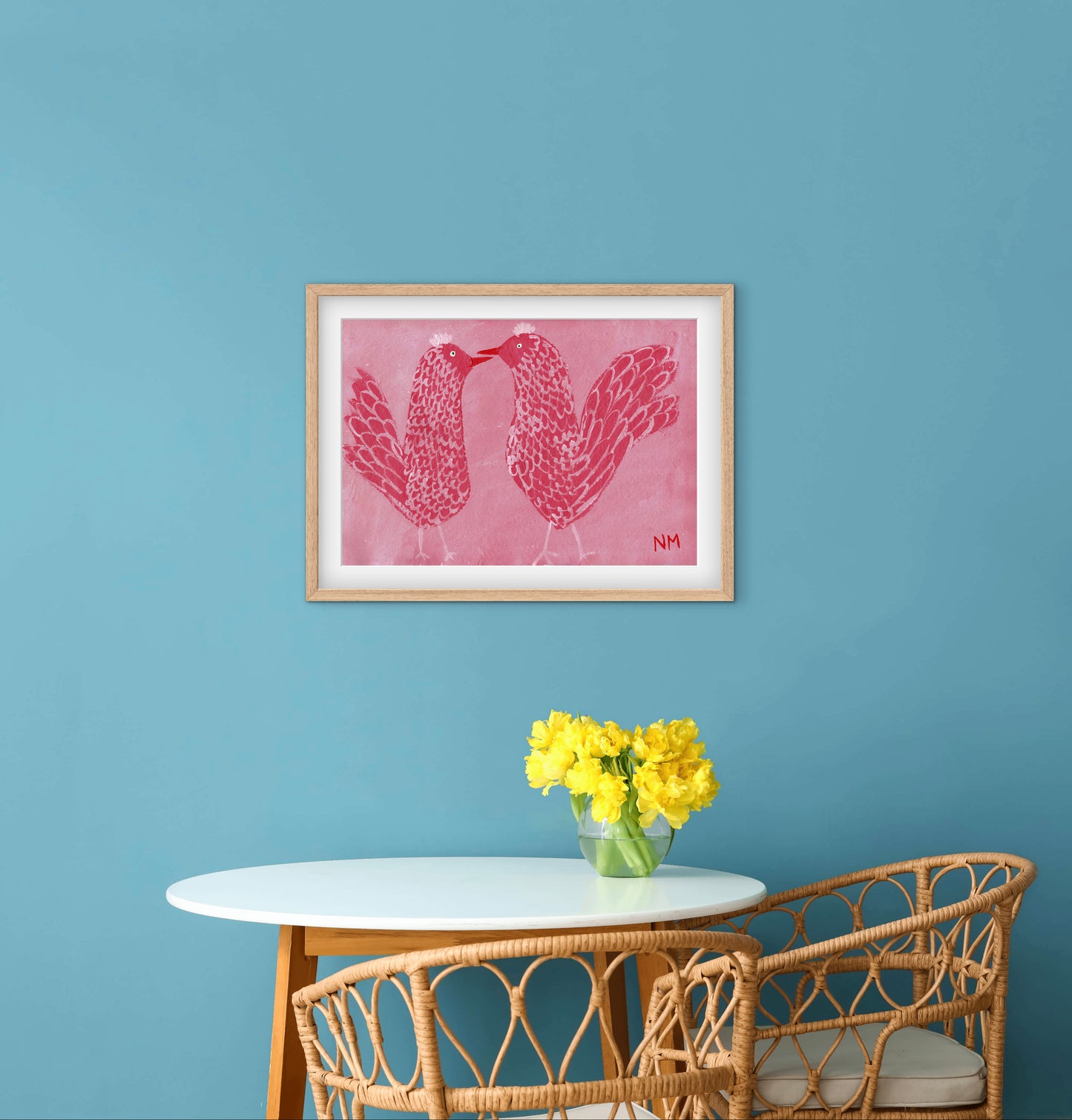 Pink Chickens Print.