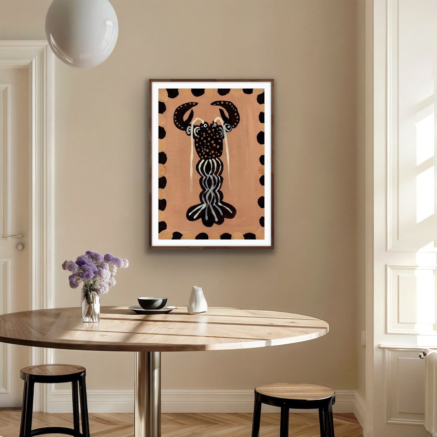 Brown lobster print.