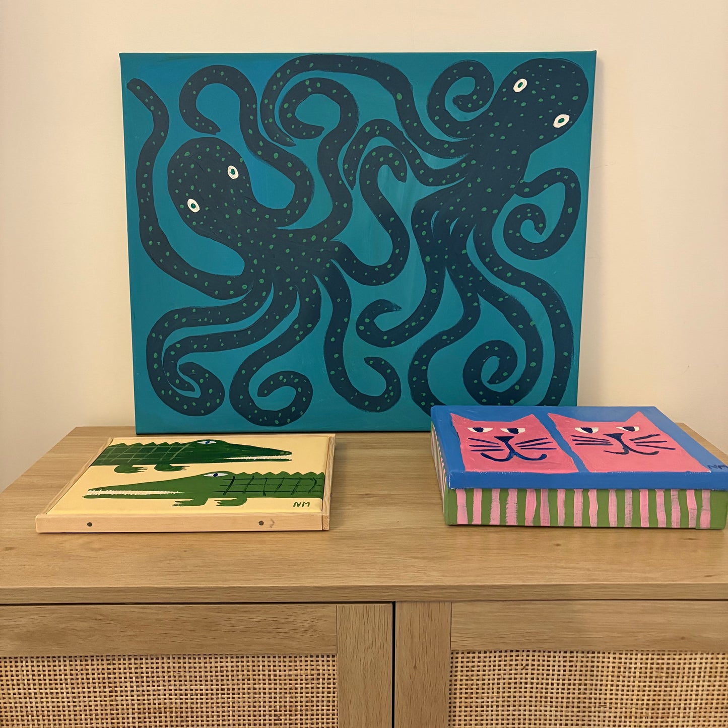 Two blue octopus