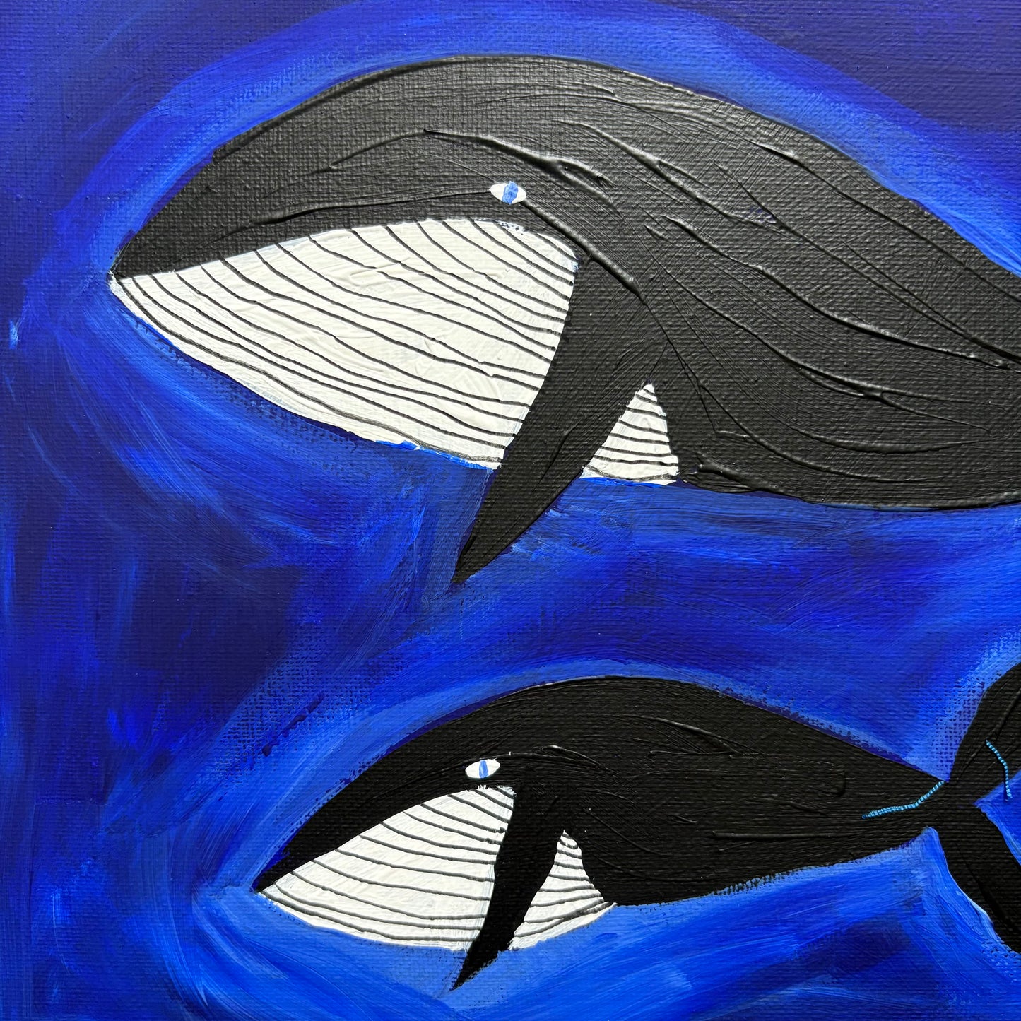 Whales in the blue.
