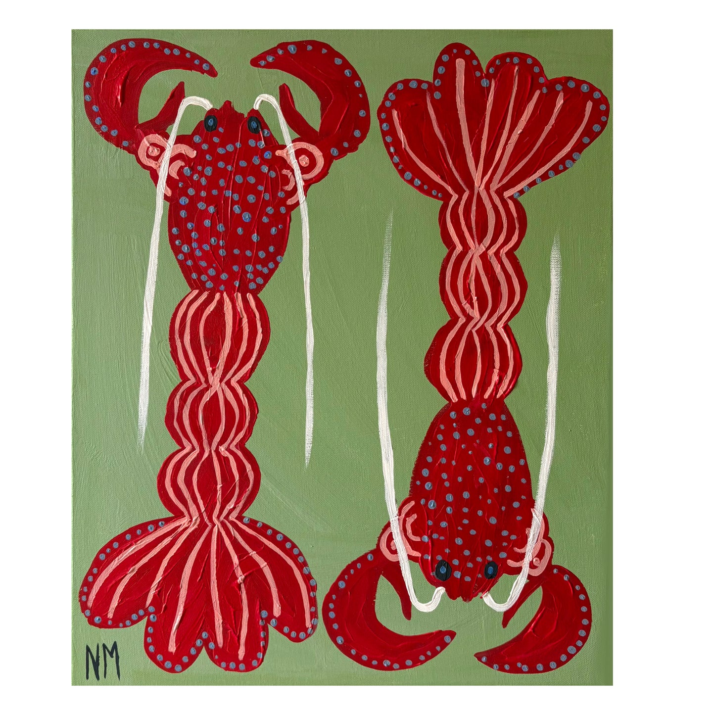 Two red lobsters print.