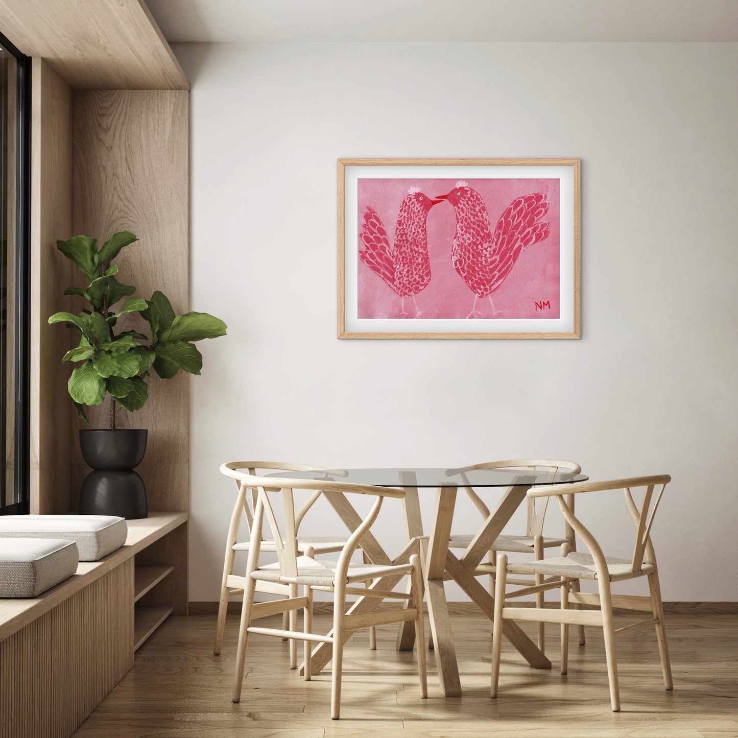 Pink Chickens Print.