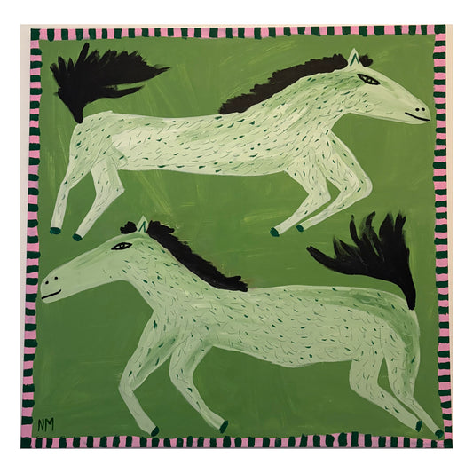 Two white horses.