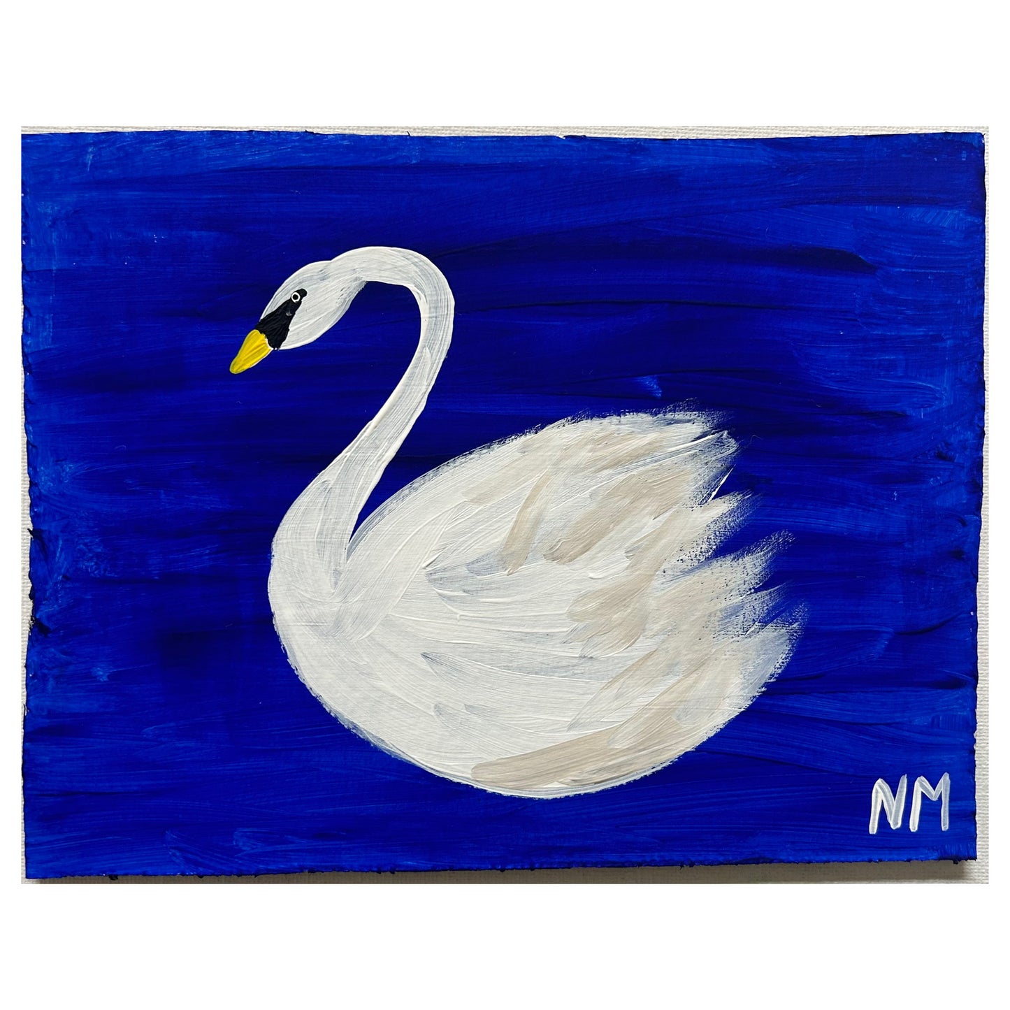 Swan on blue.