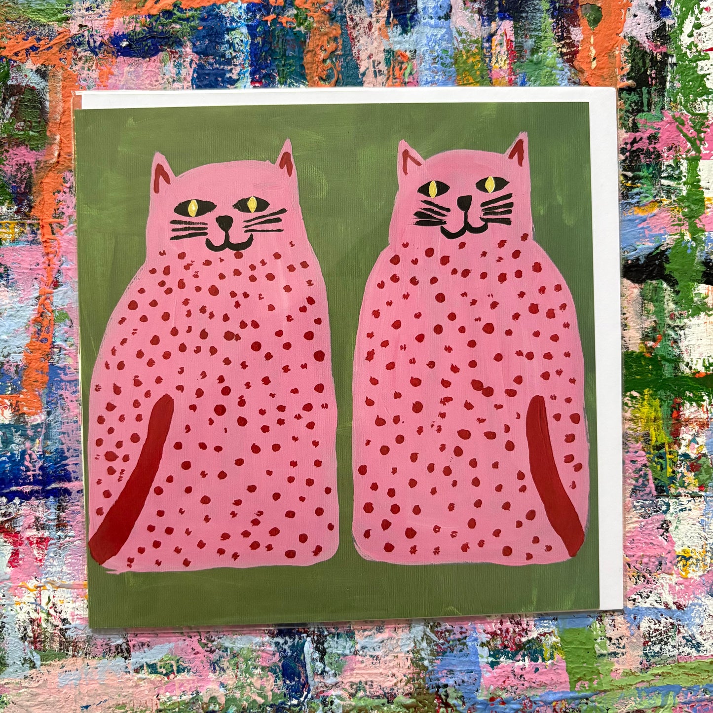 Two pink cats card.