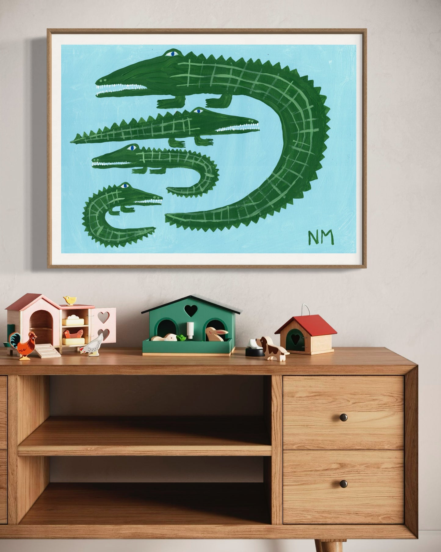 Three baby crocodiles print.