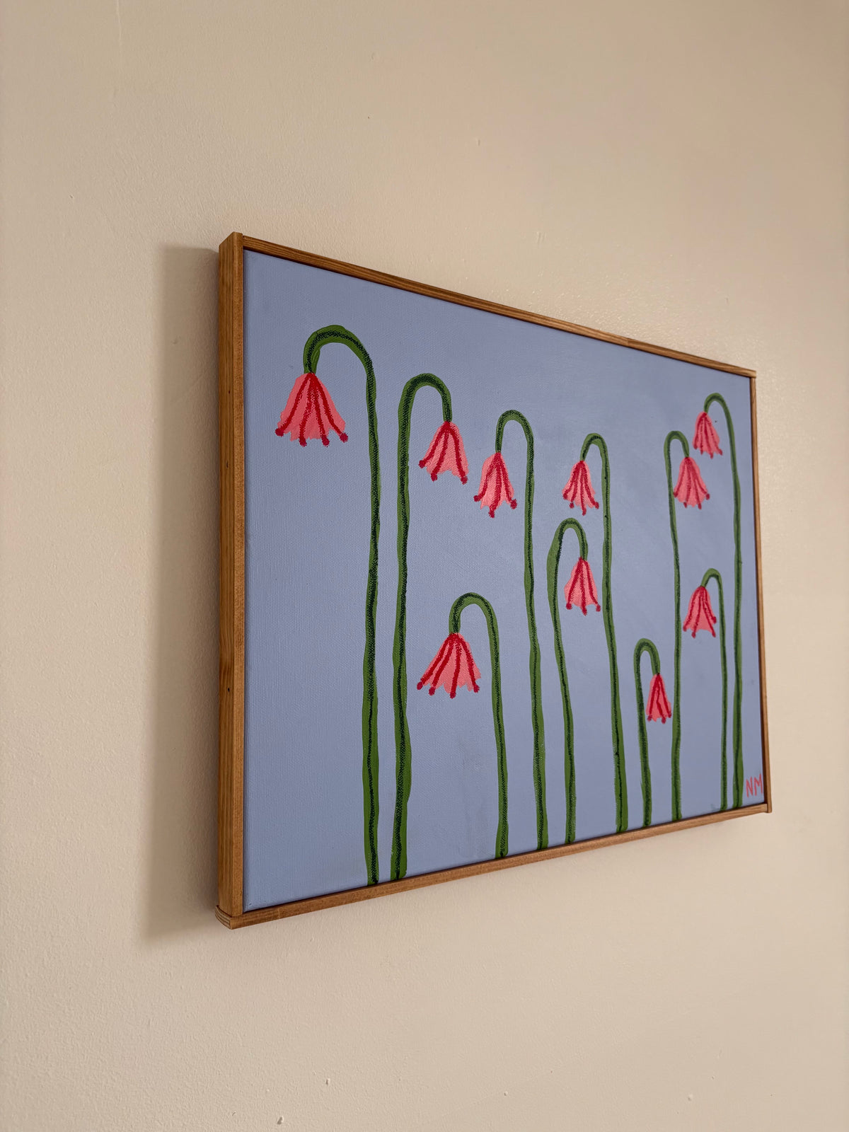 Four pink flowers.