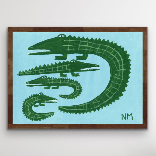 Three baby crocodiles print.