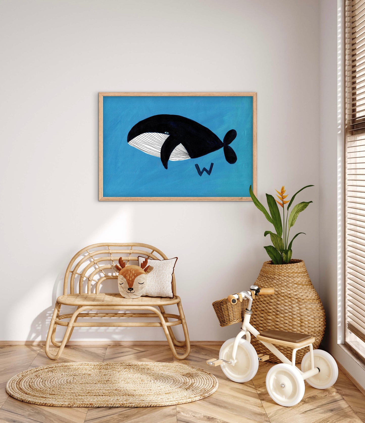 Alphabet W Whale Print.