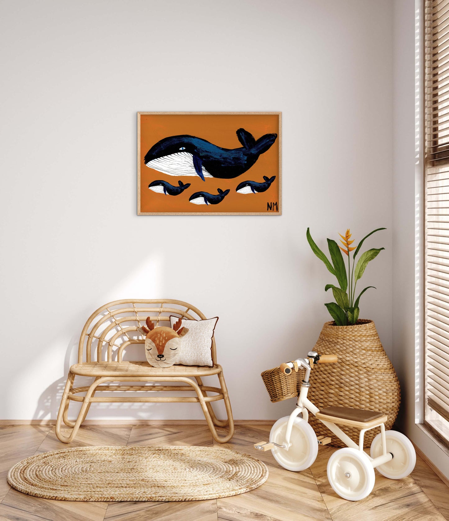 Whale family three print.