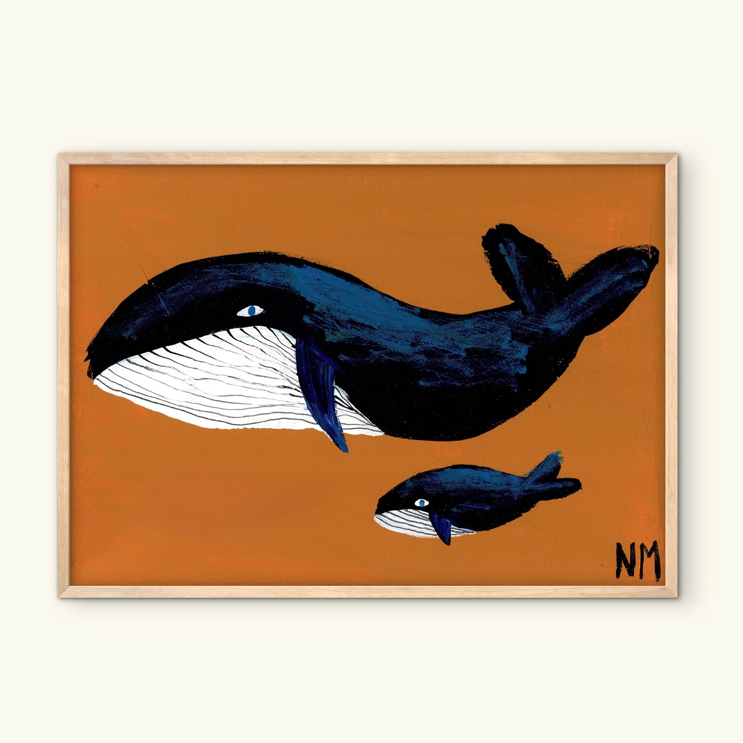 Whale family one print.