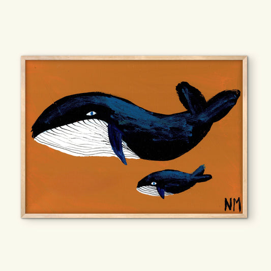 Whale family one print.