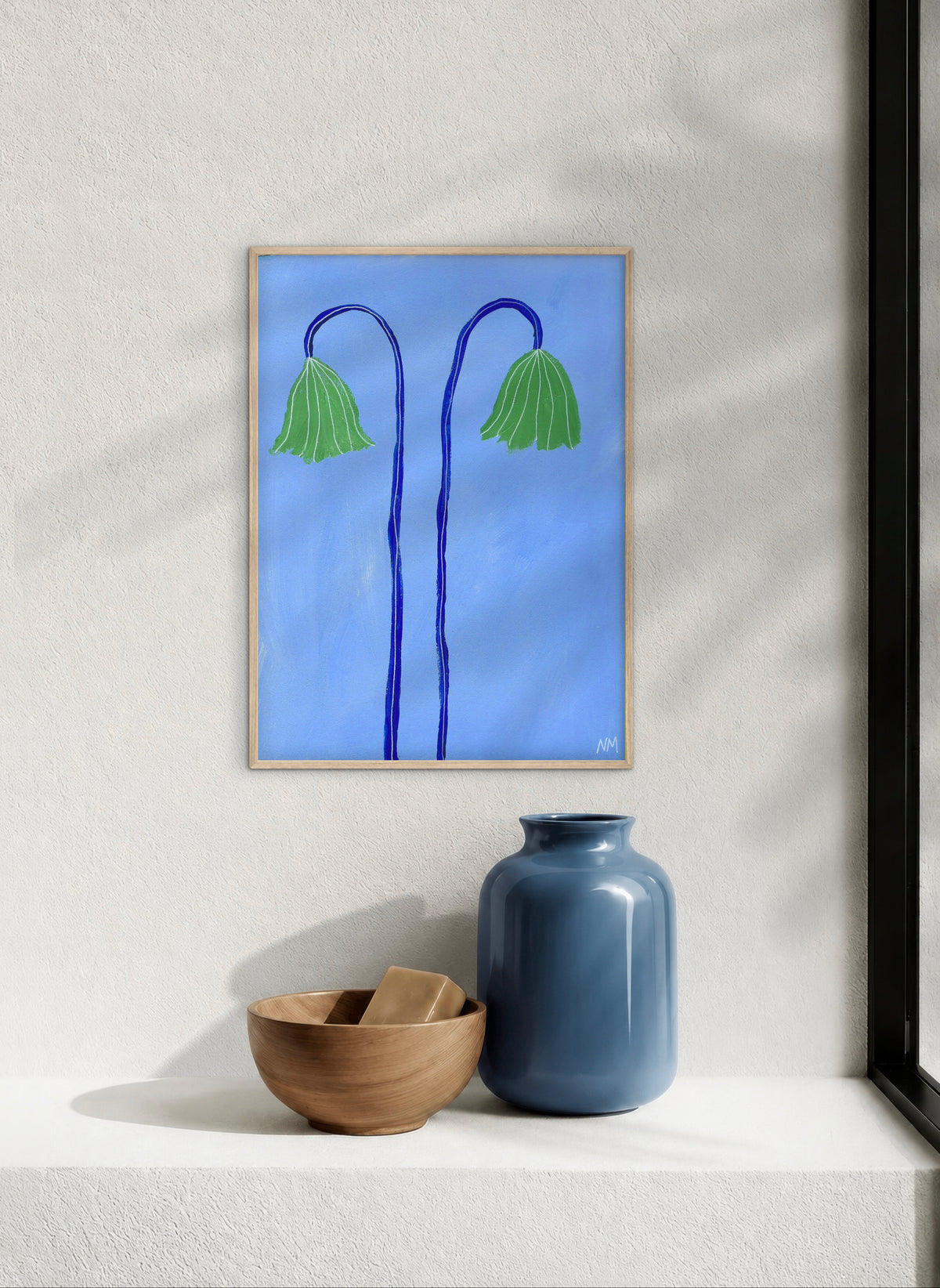 Two green flowers print.
