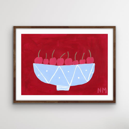Pink cherries print.
