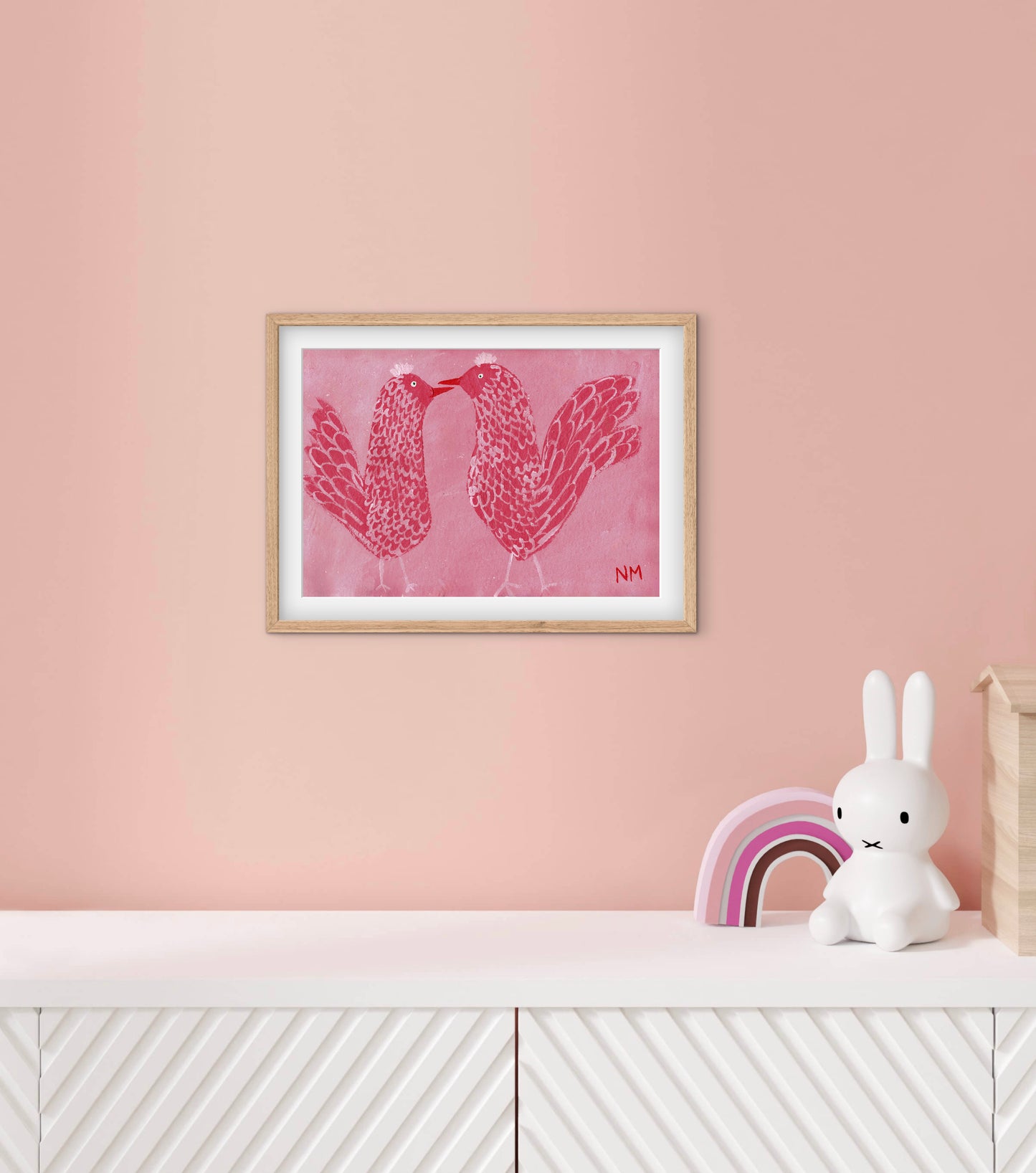 Pink Chickens Print.