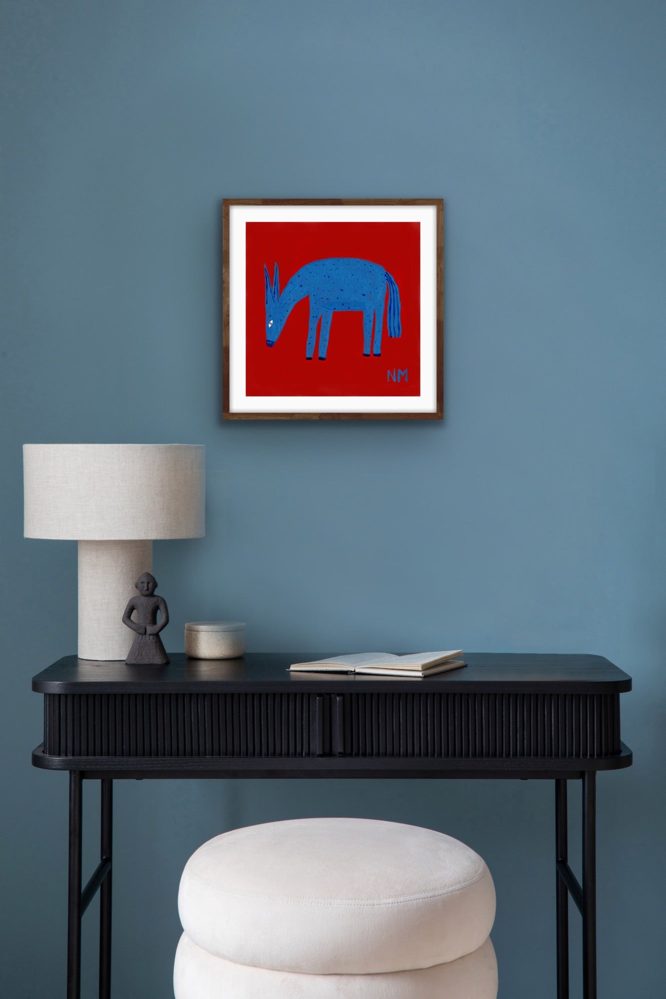 Blue donkey print.