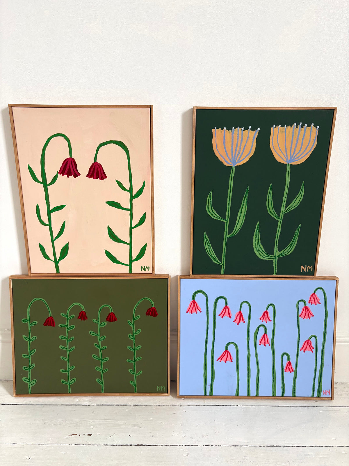 Four pink flowers.