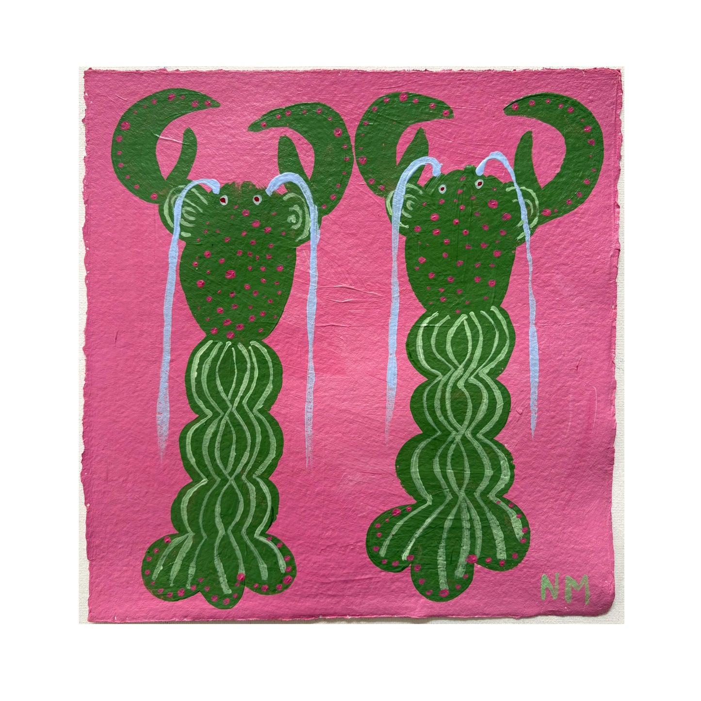 Two green lobsters.