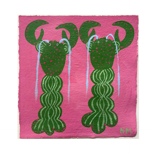 Two green lobsters.