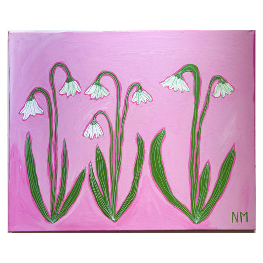 Snowdrops on pink.