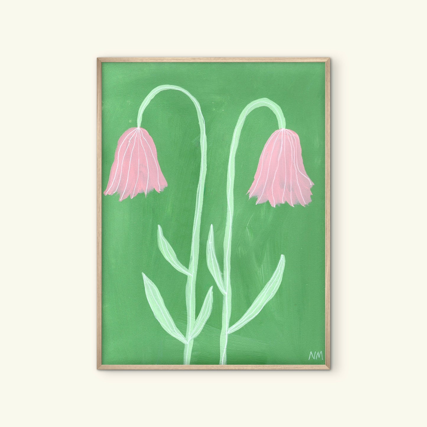 Two pink flowers print.