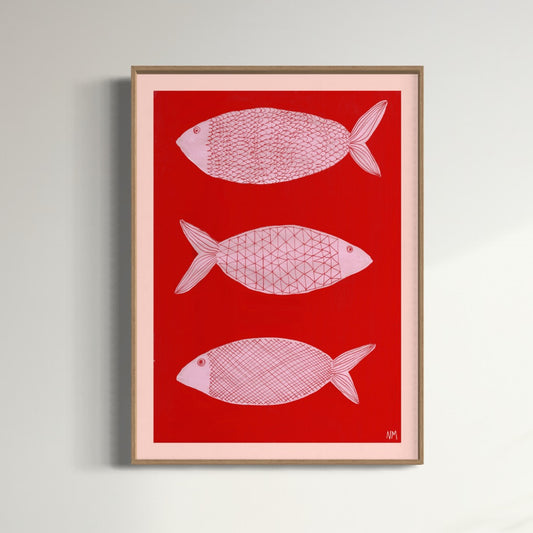 Three pink fish