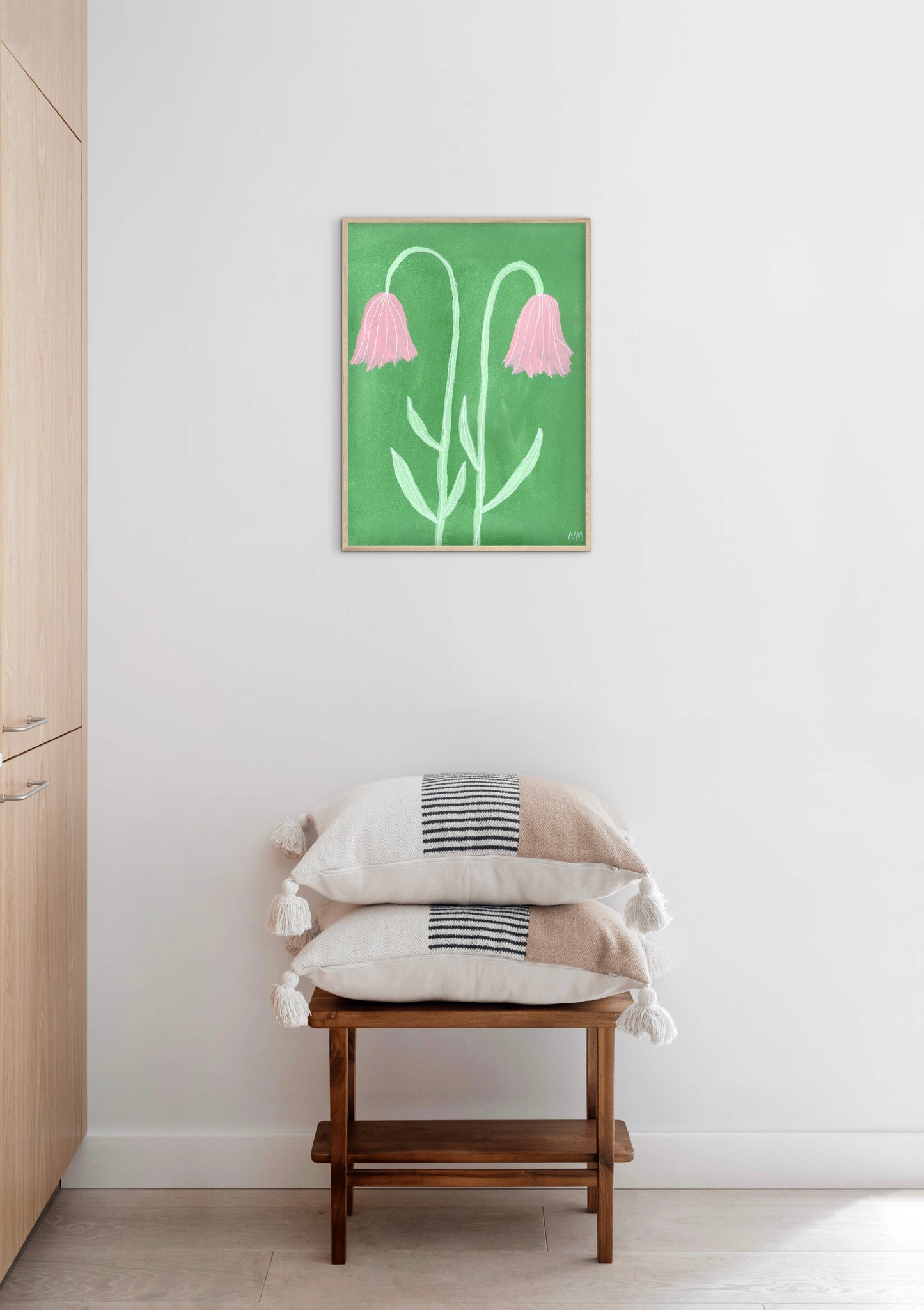 Two pink flowers print.