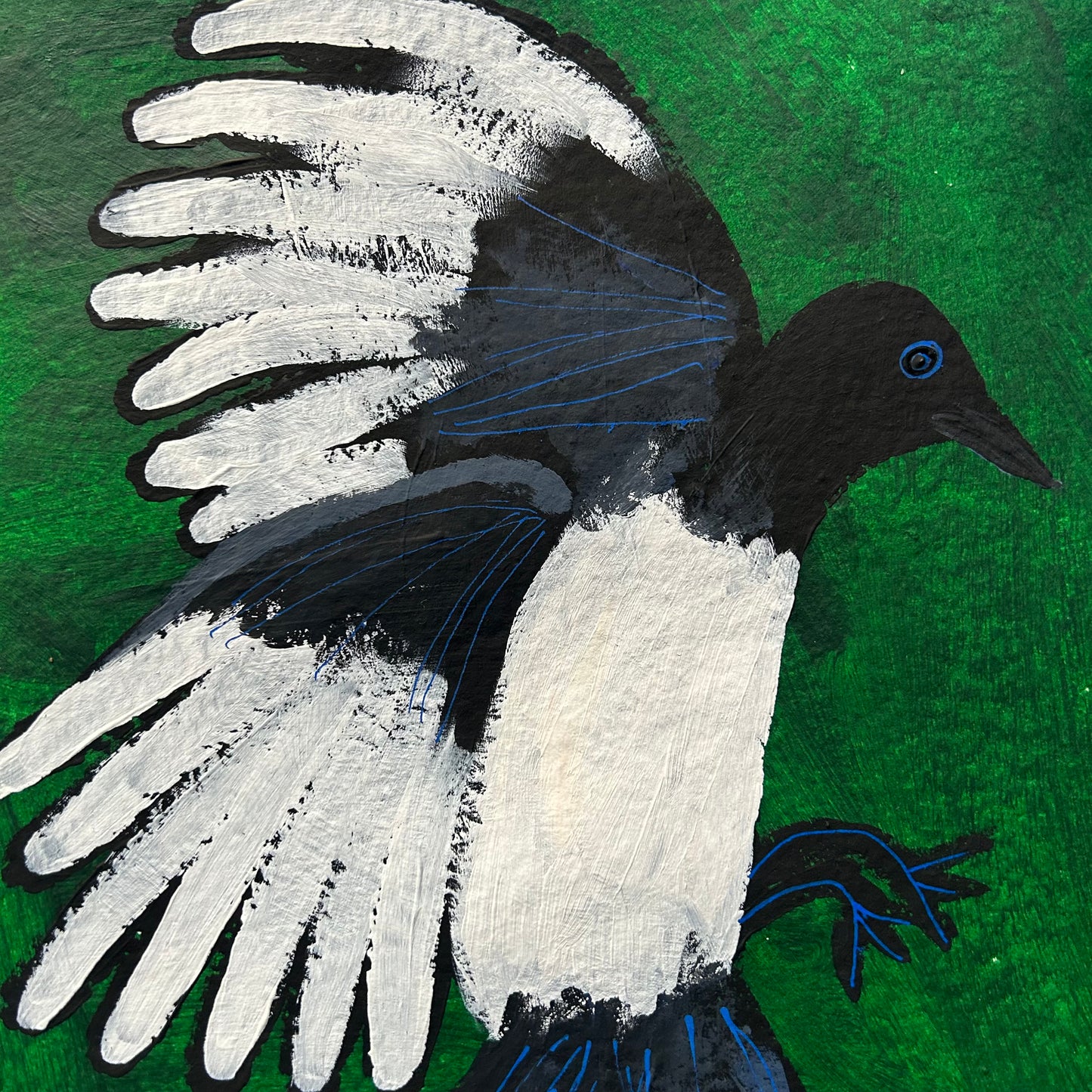 Magpie on green