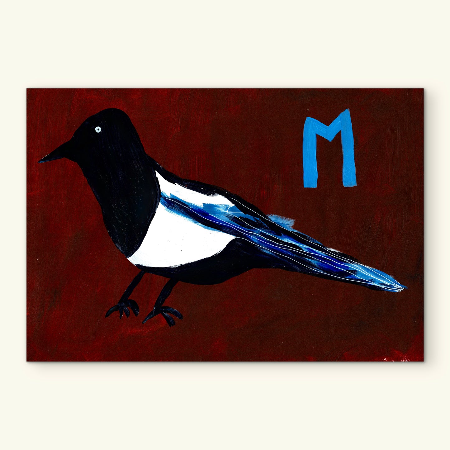 Alphabet M Magpie Print.