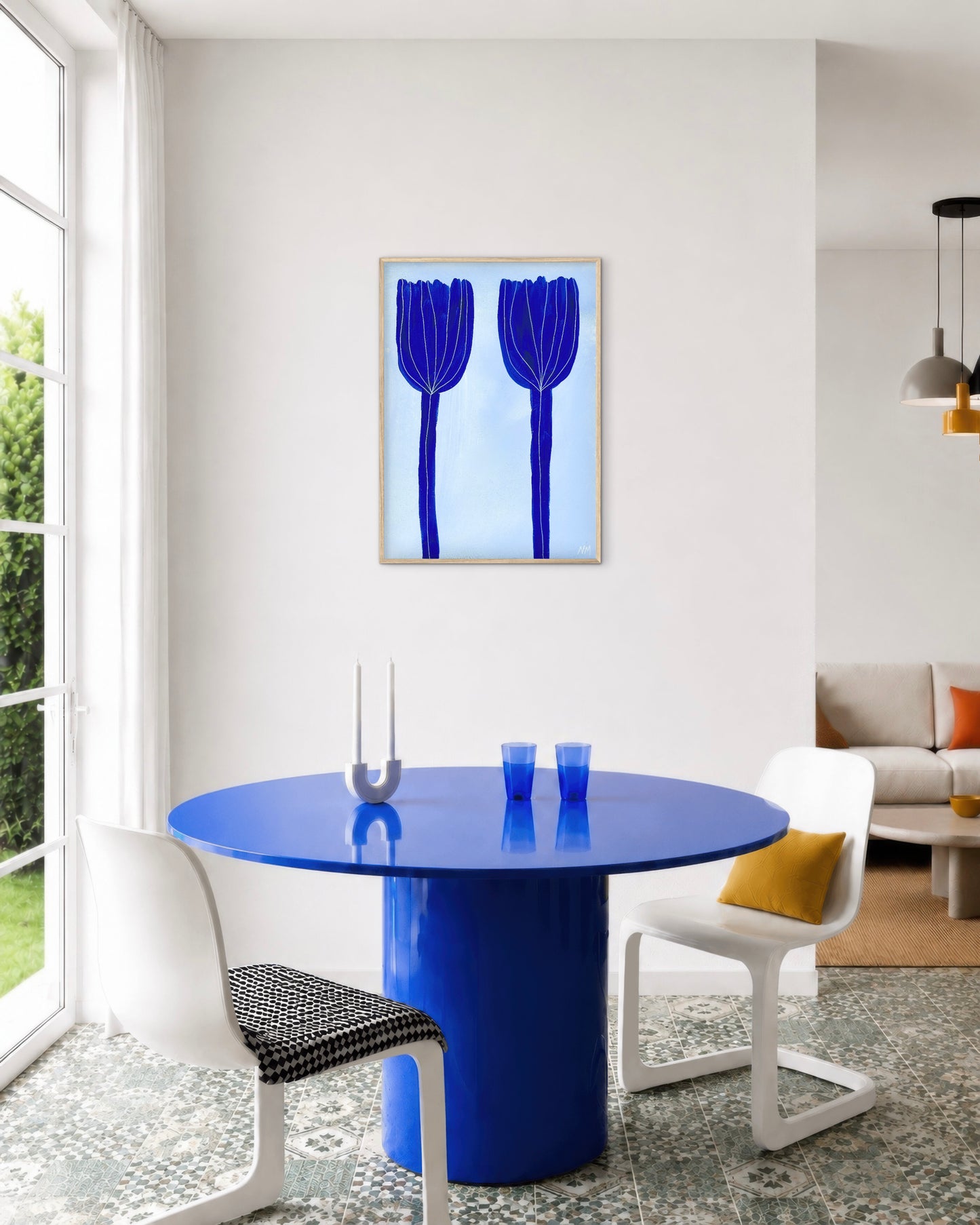 Blue tulips print.