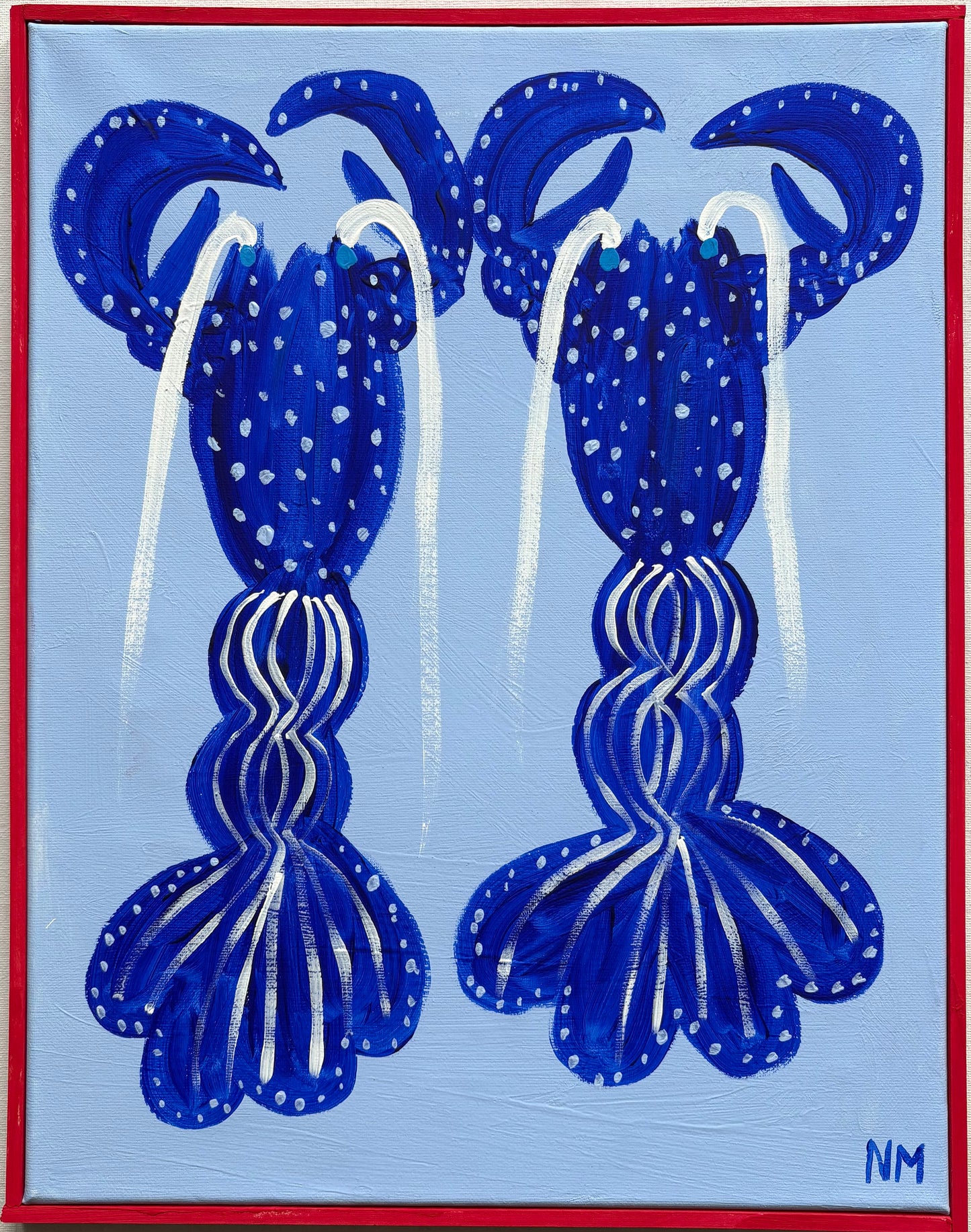 Two blue lobsters.