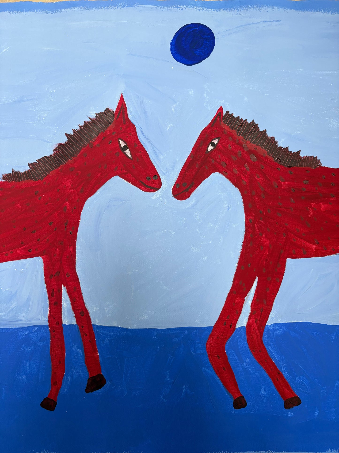 Two red horses.