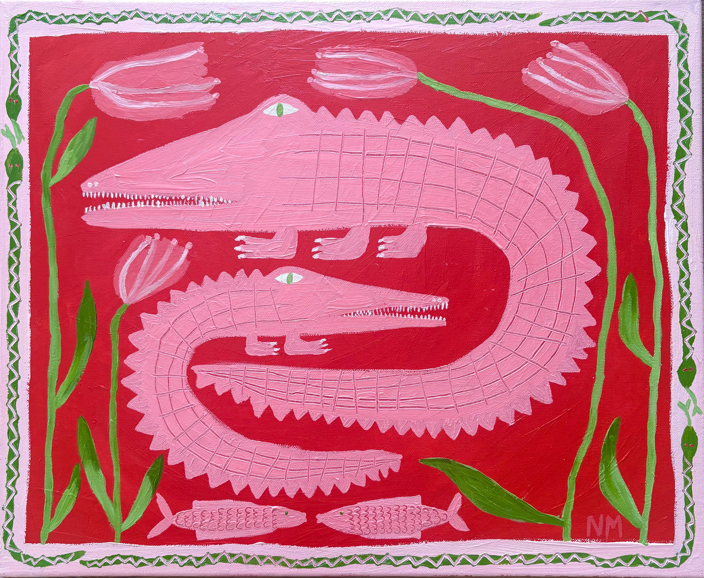 Pink crocodiles in bloom.