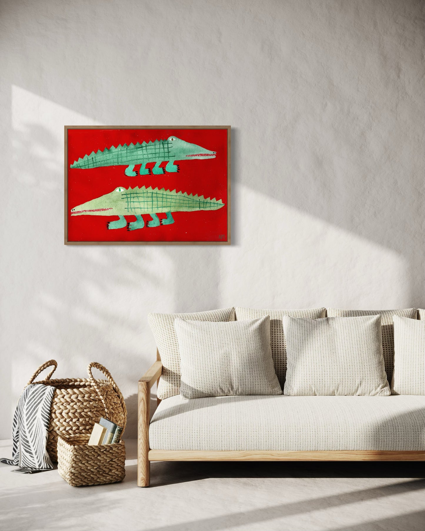 Crocodiles on red