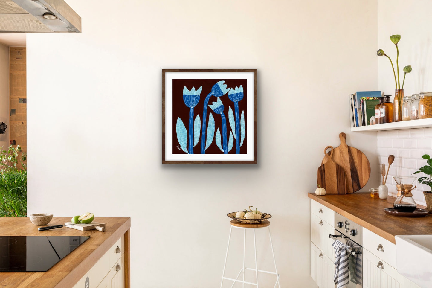 Blue flowers print.
