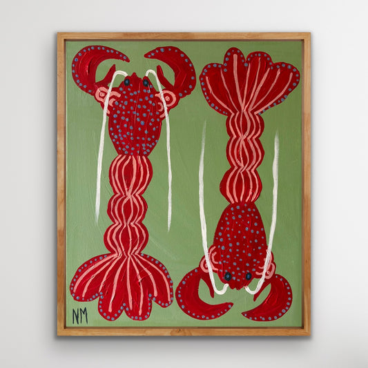 Two red lobsters print.
