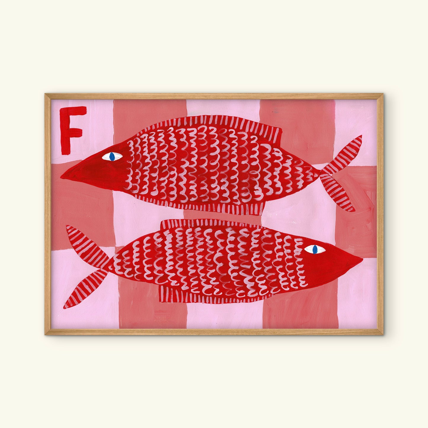 Alphabet F Fish Print- Pink.