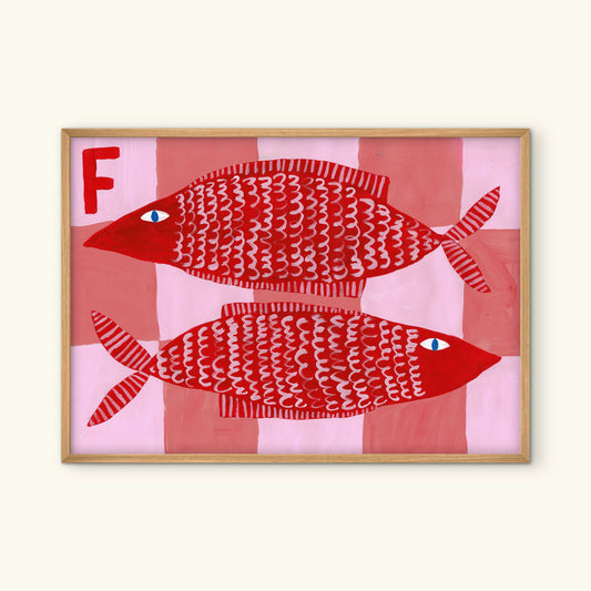 Alphabet F Fish Print- Pink.