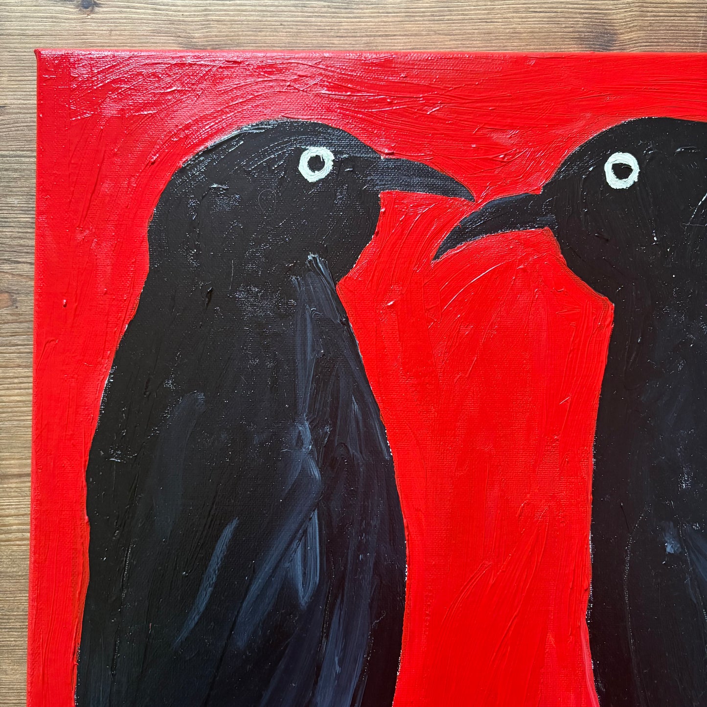 Crows on red.