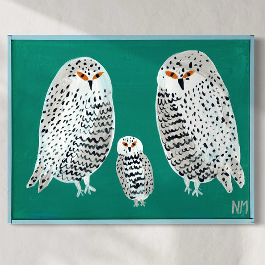 Owl family print.