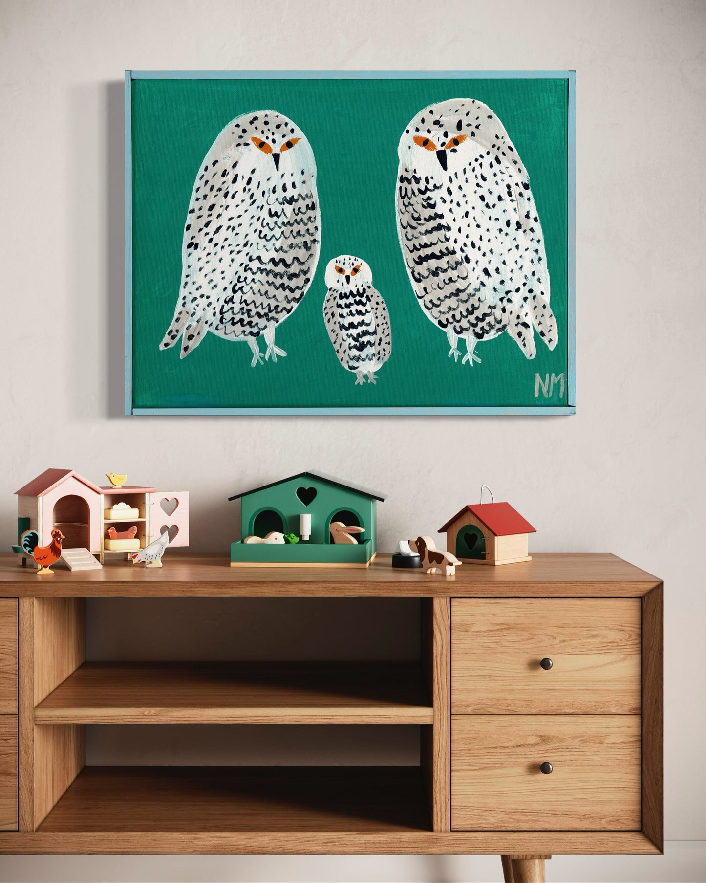 Owl family print.