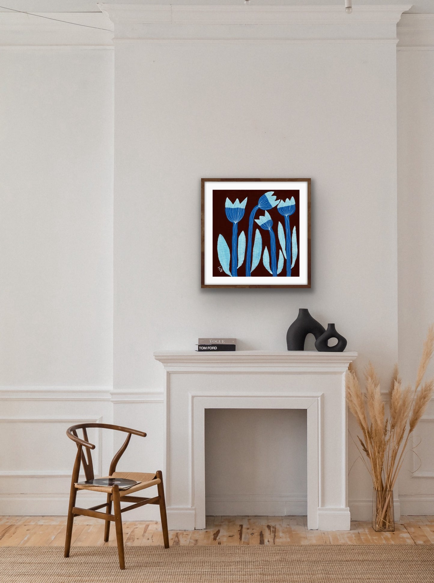 Blue flowers print.
