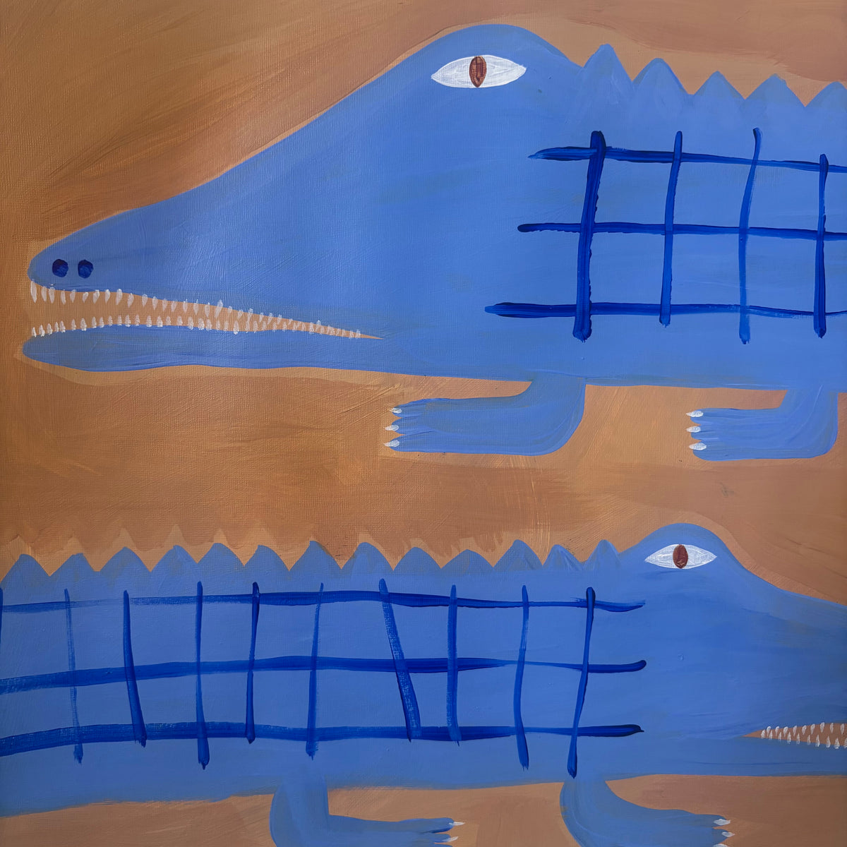 Two blue crocodiles.