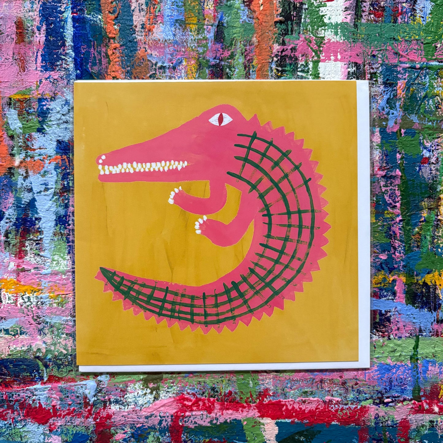 Pink crocodile card.