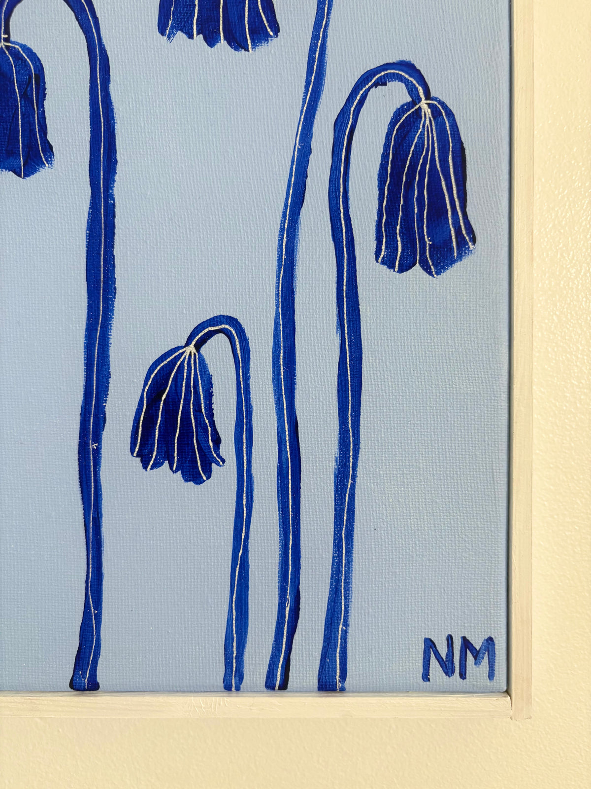 Blue flowers in the blue sky.