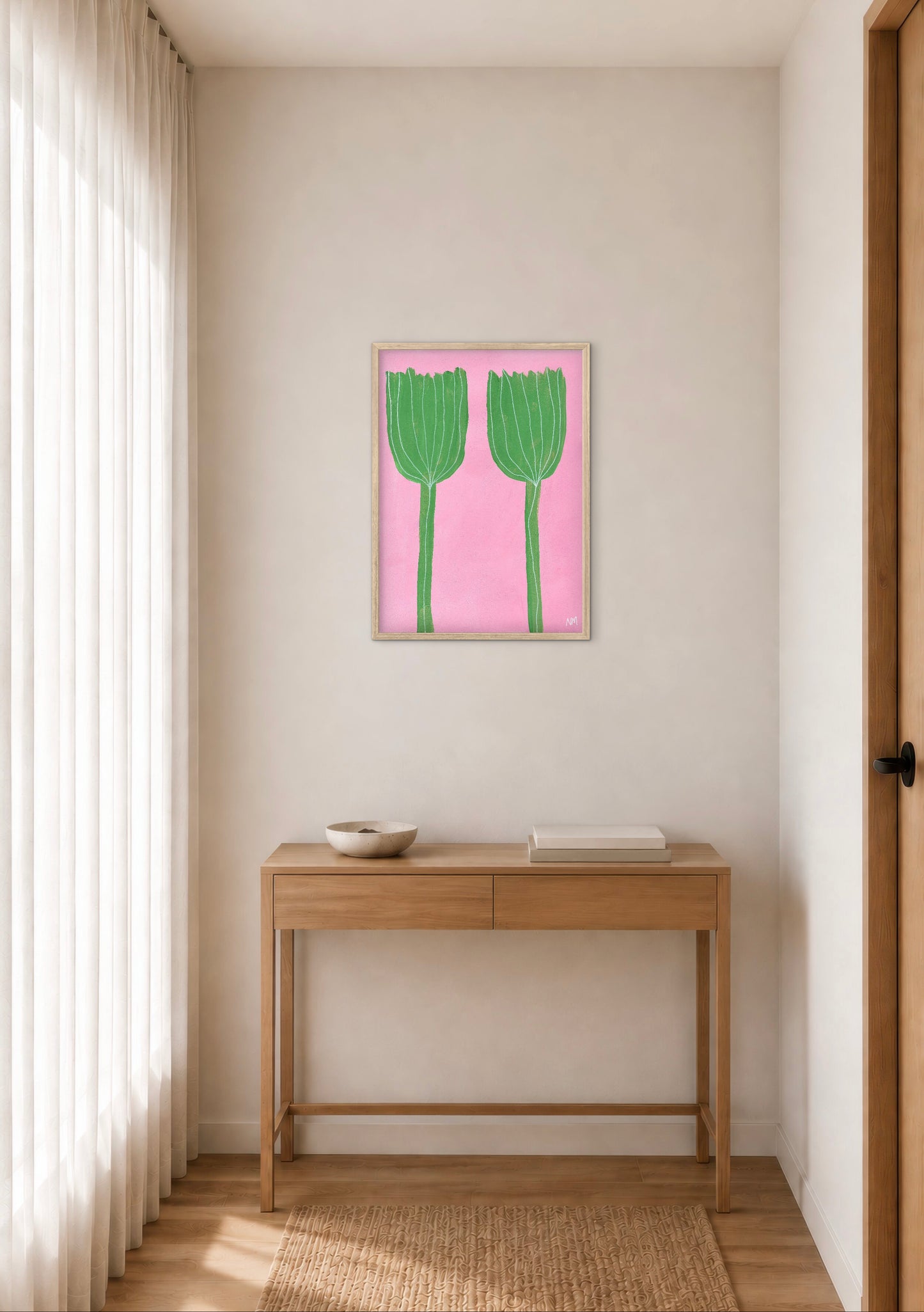 Green tulips print.
