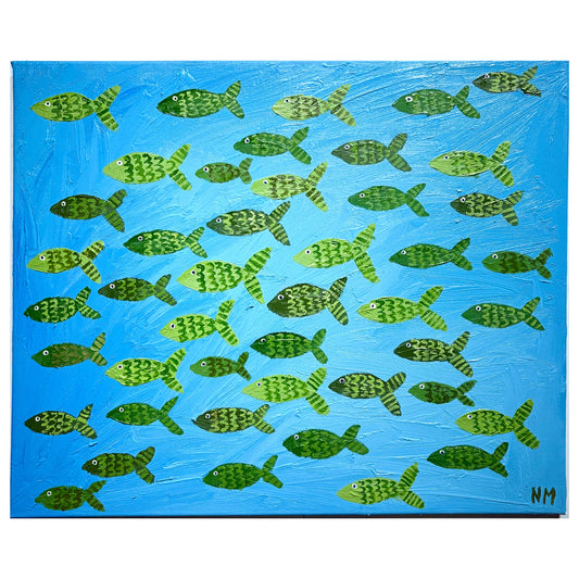 Green fish in the sea.