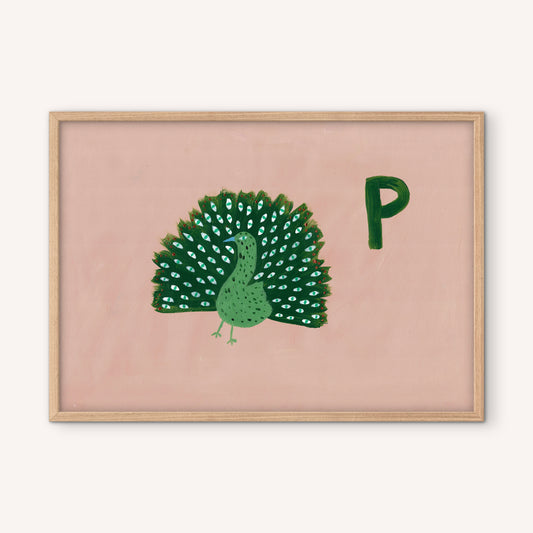 Alphabet P Peacock Print.