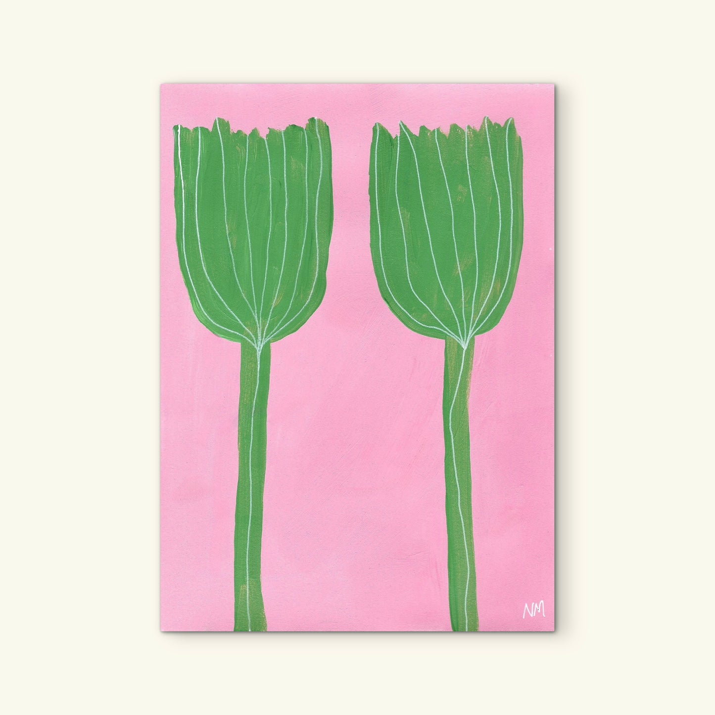 Green tulips print.